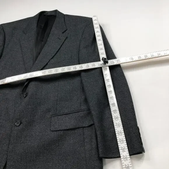 Brooks Brothers 346 Wool 44R Button Sport Coat Jacket Herringbone Blue Gray